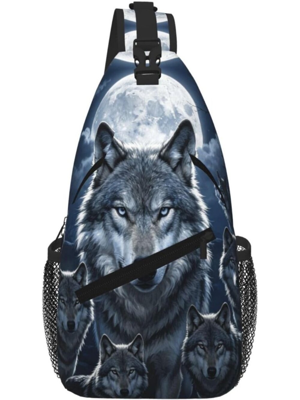 Unisex Blue Skull Gothic Chest Fanny Hiking Travel Crossbody Daypack Bag